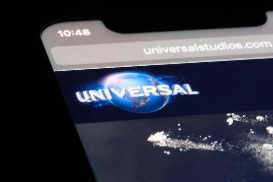 Shanghai,China-April 12th 2023: close up Universal Pictures company brand logo on official website