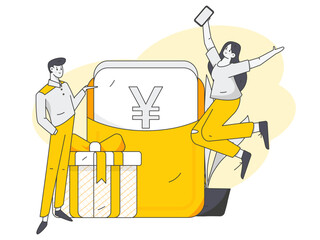 Festive Shopping E-Commerce Online Shopping People Flat Vector Concept Operation Hand Drawn Illustration
