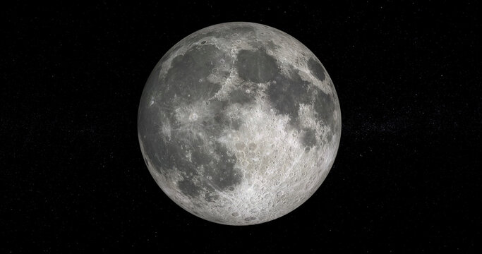Beautiful Full moon 3d render on a dark background