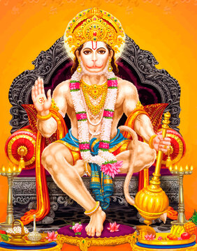 god monkey hanuman indian holy asia illustration
