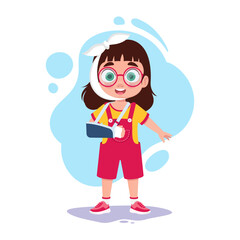 Child smiling with a broken arm