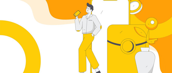 Festive Shopping E-Commerce Online Shopping People Flat Vector Concept Operation Hand Drawn Illustration
