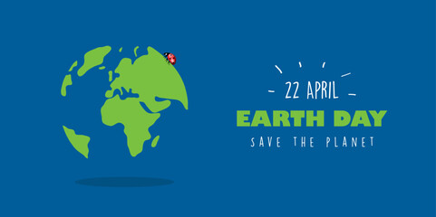 happy earth day 22 april save the planet concept with ladybug