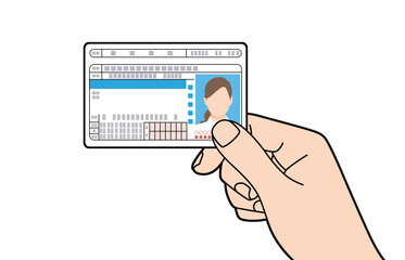 運転免許証を持つ手のイラスト