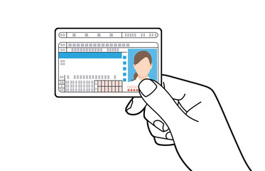 運転免許証を持つ手のイラスト