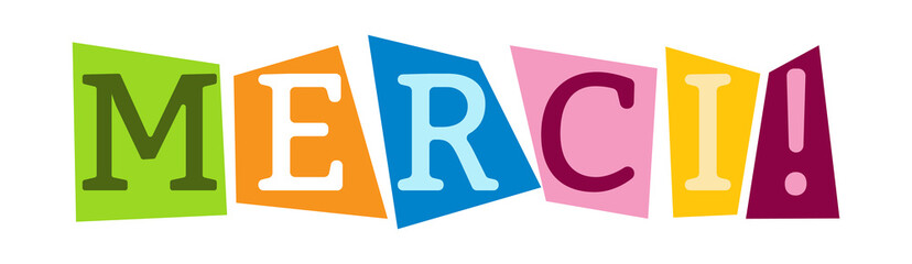 THANK YOU. Stylized vector inscription on the French language for the banners and theme design.