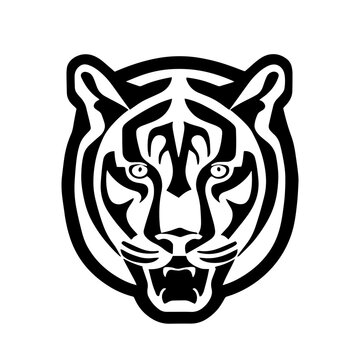 Tiger vector image on a white background. Vector illustration logo. Silhouette head
