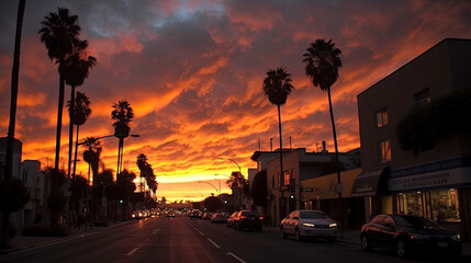 sunset over the city, california, sunset strip