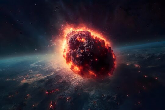 A large meteorid object in the middle of a space created with Generative AI technology