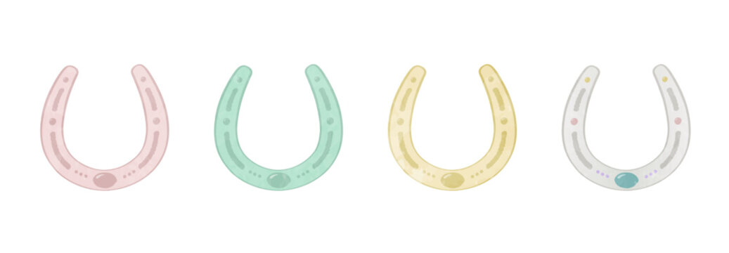 Colorful illustration set of cute horseshoes