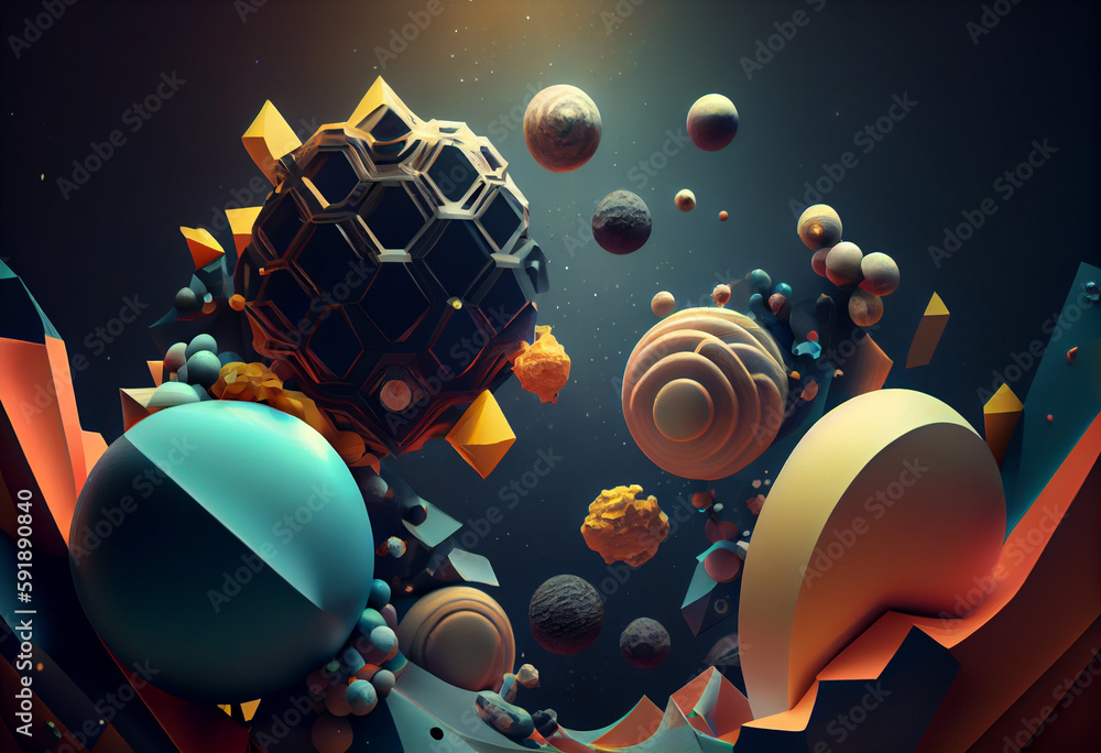 Poster beautiful abstract, surrealist month background. generative ai technology.