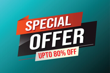 Special offer word concept vector illustration red modern futuristic 3d style for landing page template ui web mobile app poster banner flyer background gift card coupon label wallpaper	