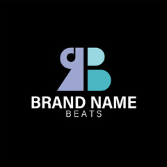 A logo for music beats with R and B on a black background