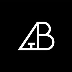 monoline logo white letter b and a in black background