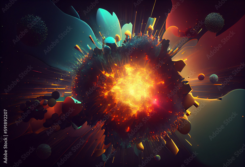 Poster beautiful abstract, surrealist interstellar gas and dust background. generative ai technology.