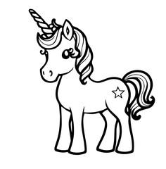 Fototapeta na wymiar Coloring page of cute unicorn