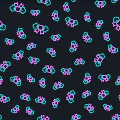 Line Bow tie icon isolated seamless pattern on black background. Vector