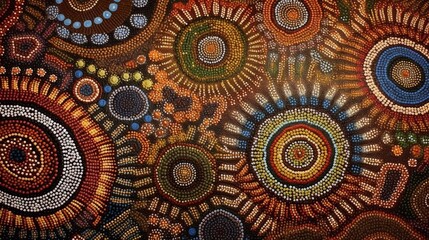 Australian Aboriginal traditional dot art texture background design, pattern, Generative AI