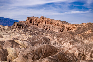 Zabriskie Point. It is a part of the Amargosa Range located east of Death Valley in Death Valley National Park in California, United States, noted for its erosional landscape. USA