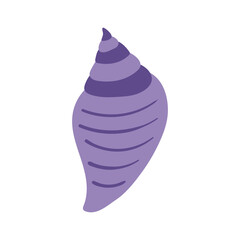 Conch seashell hand drawn illustration. Cartoon style flat design, isolated vector. Kids summer print, seasonal element, holidays, vacations, beach, marine life, aquatic animal