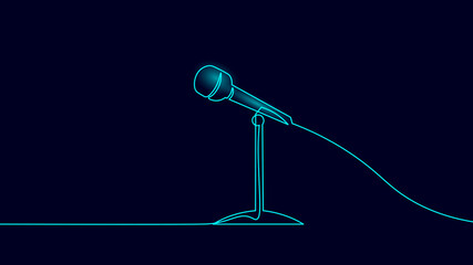 Obraz premium One line loudspeaker voting agitation. Notification mail continuous line art illustration sketch outline drawing vector. Crowd teamwork management