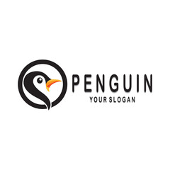 simple penguin logo design template illustration.