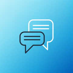 Line Speech bubble chat icon isolated on blue background. Message icon. Communication or comment chat symbol. Colorful outline concept. Vector