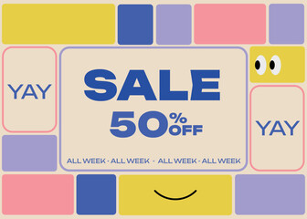 Sale banner flat sign colorful flat design