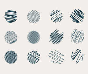 Set of hand drawn circles with different strokes and shapes