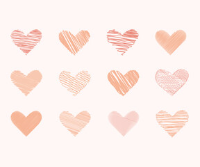Set of hand drawn hearts