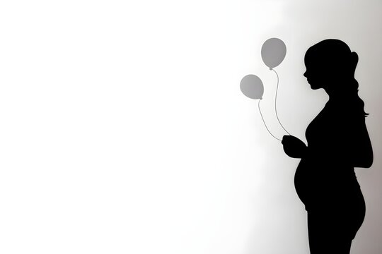 Background of a  pregnant woman. Wallpaper illustration. Side view with copy space for text information or content. Concept of pregnancy card, mother's day. Generative AI.