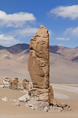 Pacana Monks Stone pillars, Los Flamencos National reserve, Atacama desert, Antofagasto region,...