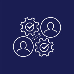 A set of icons with settings and process. Labor exchange and analytics. Setup icons.Process icons.