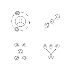 A set of icons with settings and process. Labor exchange and analytics. Setup icons.Process icons.