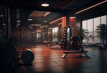 Modern Fitness Gym for Strength Training and Cardio, Generative ai