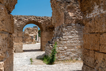 Fototapeta na wymiar The Baths of Antoninus or Baths of Carthage in Tunis, Tunisia. These are the vastest set of Roman Thermae built on the African continent and one of three largest built in the Roman Empire.