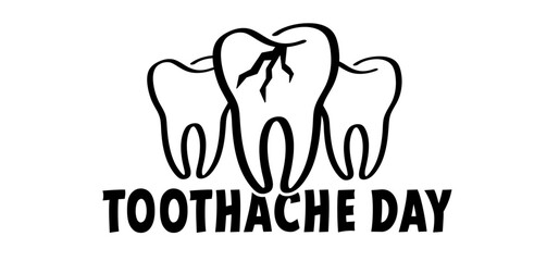 Obraz premium National toothache day. Cartoon drawing toothbrush and paste. For wash your teeth and molar. Vector teeth brush or tooth brush icon. Dental, mouth hygiene symbol. 