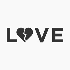 Heart Or Love Typography Lettering Logo Vector Template