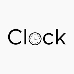 Clock Typography Lettering Logo Vector Template