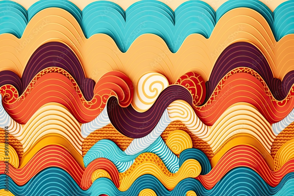 Poster vibrant abstract background with flowing waves of colors. generative ai
