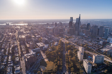 Philadelphia Skyline, Pennsylvania. Sunset Light.
