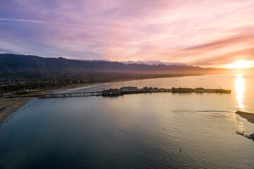 Sunrise in Santa Barbara, California. Ocean and Beautiful sky in Background. USA