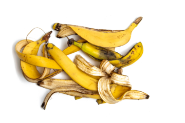 Banana peels on a white background.