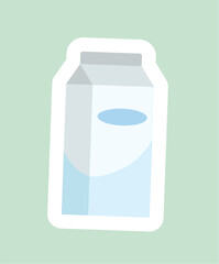 Concept Morning routine milk pack. This flat, vector design depicts a milk pack as part of a morning routine on a soft light green background. Vector illustration.