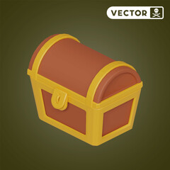 treasure chest 3D vector icon set, on a muddy green background