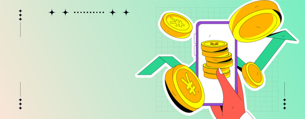 Internet finance and wealth management investment flat vector concept operation hand drawn illustration
