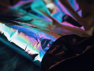 Farbexplosion: Metallische Folie mit bunter Reflexion - Perfekt für moderne Designs, kreative Projekte, Hintergründe, futuristische Projekte, Generative AI 3