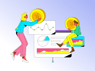 Internet finance and wealth management investment flat vector concept operation hand drawn illustration
