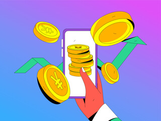 Internet finance and wealth management investment flat vector concept operation hand drawn illustration
