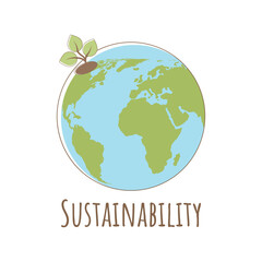 Earth and plant with littering. Associations Sustainable development. Earth Day and World Environment Day sustainable ecology concept.